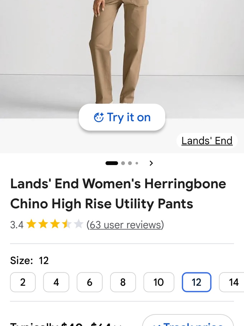 Lands' End Women's Straight-Leg Utility Pants in Khaki